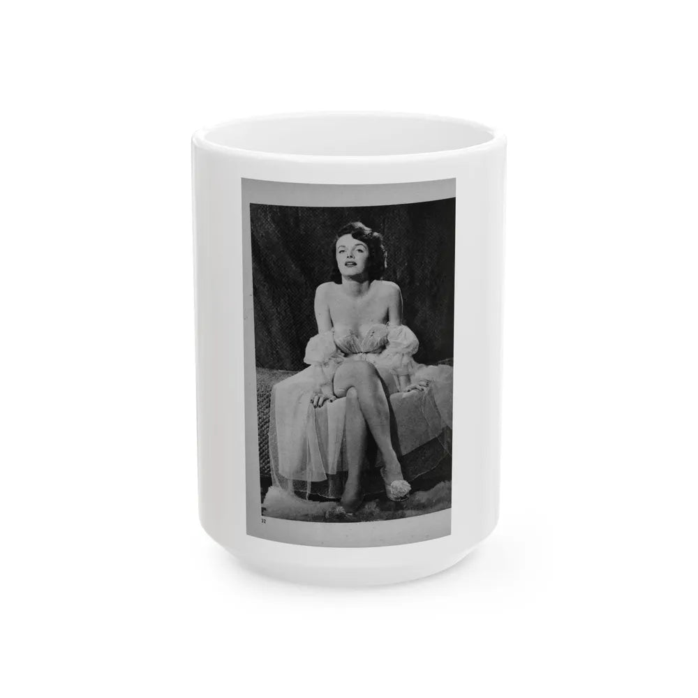 Helene Hayden #07 - 1 Pages, 3 B&W Photos, Short Article & Caption from EYE Digest Mag. Nov. '53 (Vintage Female Icon) White Coffee Mug-15oz-Go Mug Yourself