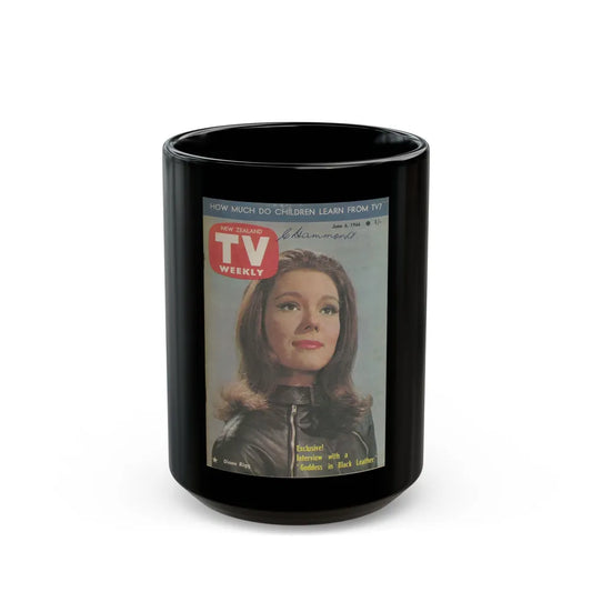 Diana Rigg #63 - Mag. Cover (Vintage Female Icon) Black Coffee Mug-15oz-Go Mug Yourself