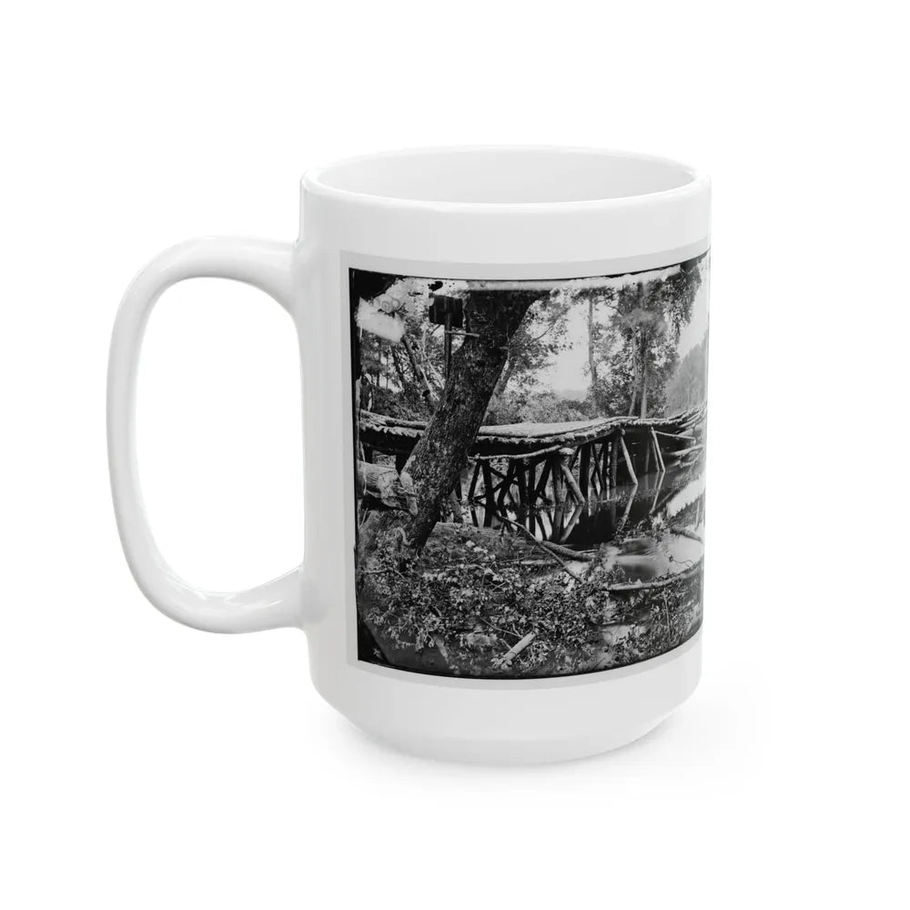 Chickahominy River, Va. Military Bridge Built By The 15th New York Volunteers Under Col. John Mcl. Murphy (U.S. Civil War) White Coffee Mug-Go Mug Yourself