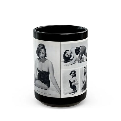 Dawn Richard #38 - [Pages 24 & 25] Including Pages 3 & 4 of 6 with, 4 Photos B&W & Caption from Bachelor Mag. Nov. '57 (Vintage Female Icon) Black Coffee Mug-15oz-Go Mug Yourself