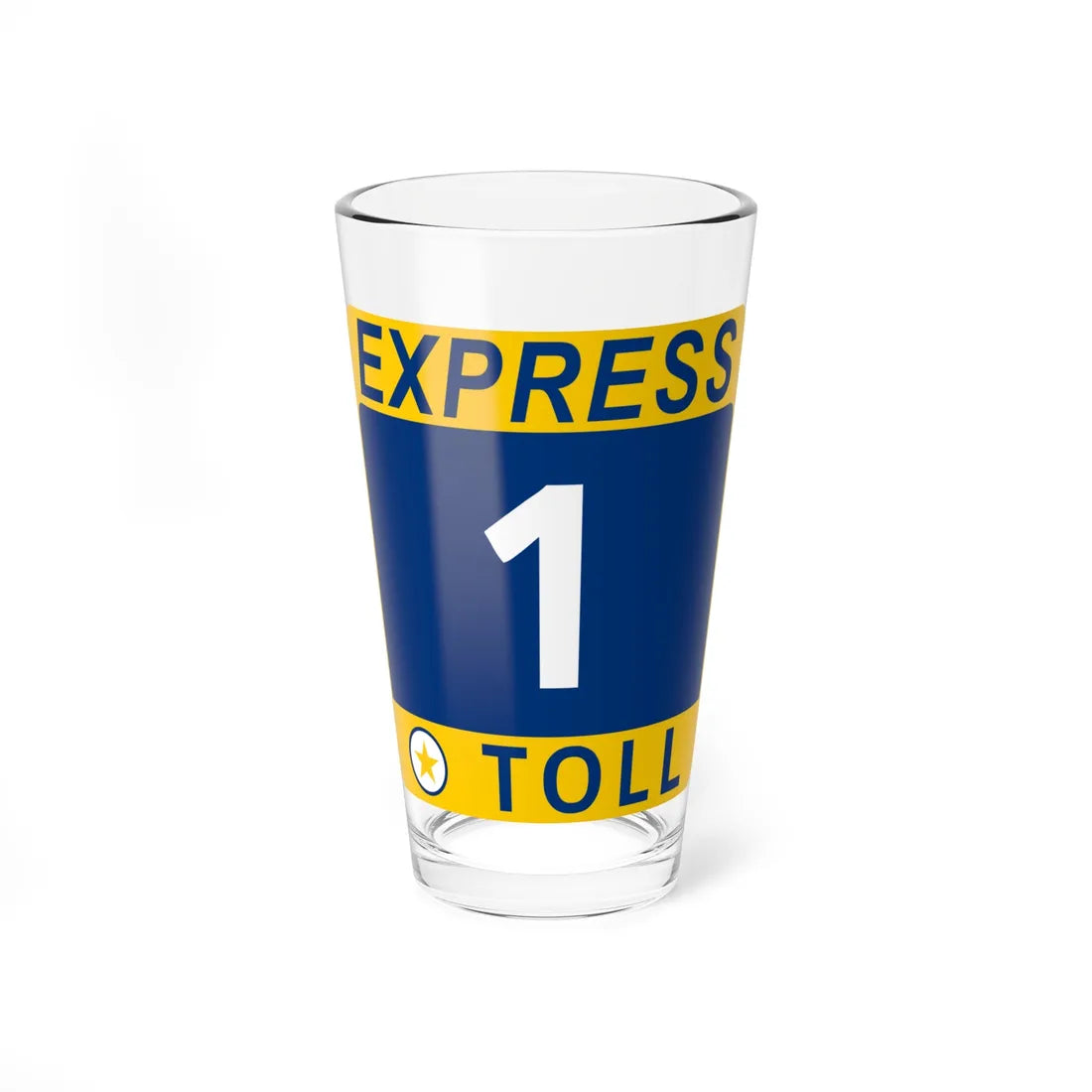 1 Express Lane free (Texas) (Road Sign) Pint Glass 16oz 16oz - Go Mug Yourself