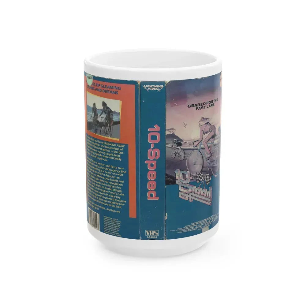 10 SPEED LIGHTNING VIDEO (VHS COVER) - White Coffee Mug 15oz - Go Mug Yourself