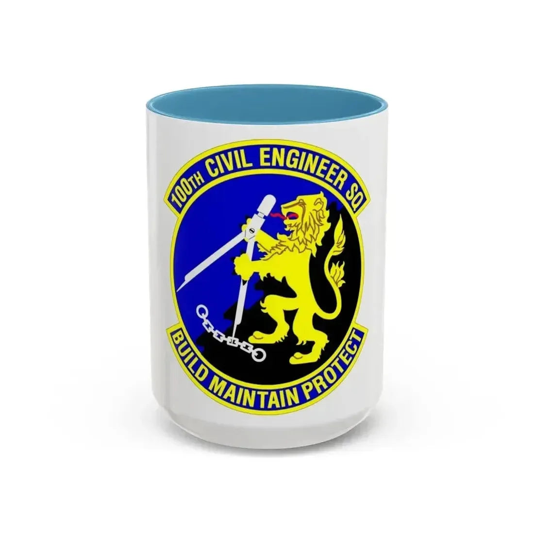 100 Civil Engineer Squadron USAFE (U.S. Air Force) Accent Coffee Mug 15oz Light Blue - Go Mug Yourself