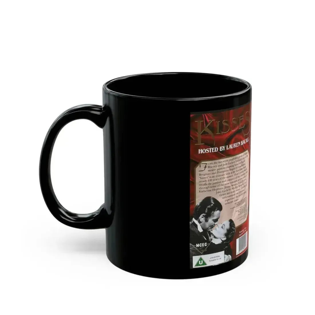 100 YEARS OF THE MOVIES MOST PASSIONATE KISSES HOSTED BY LAUREN BACALL (VHS COVER) - Black Coffee Mug - Go Mug Yourself