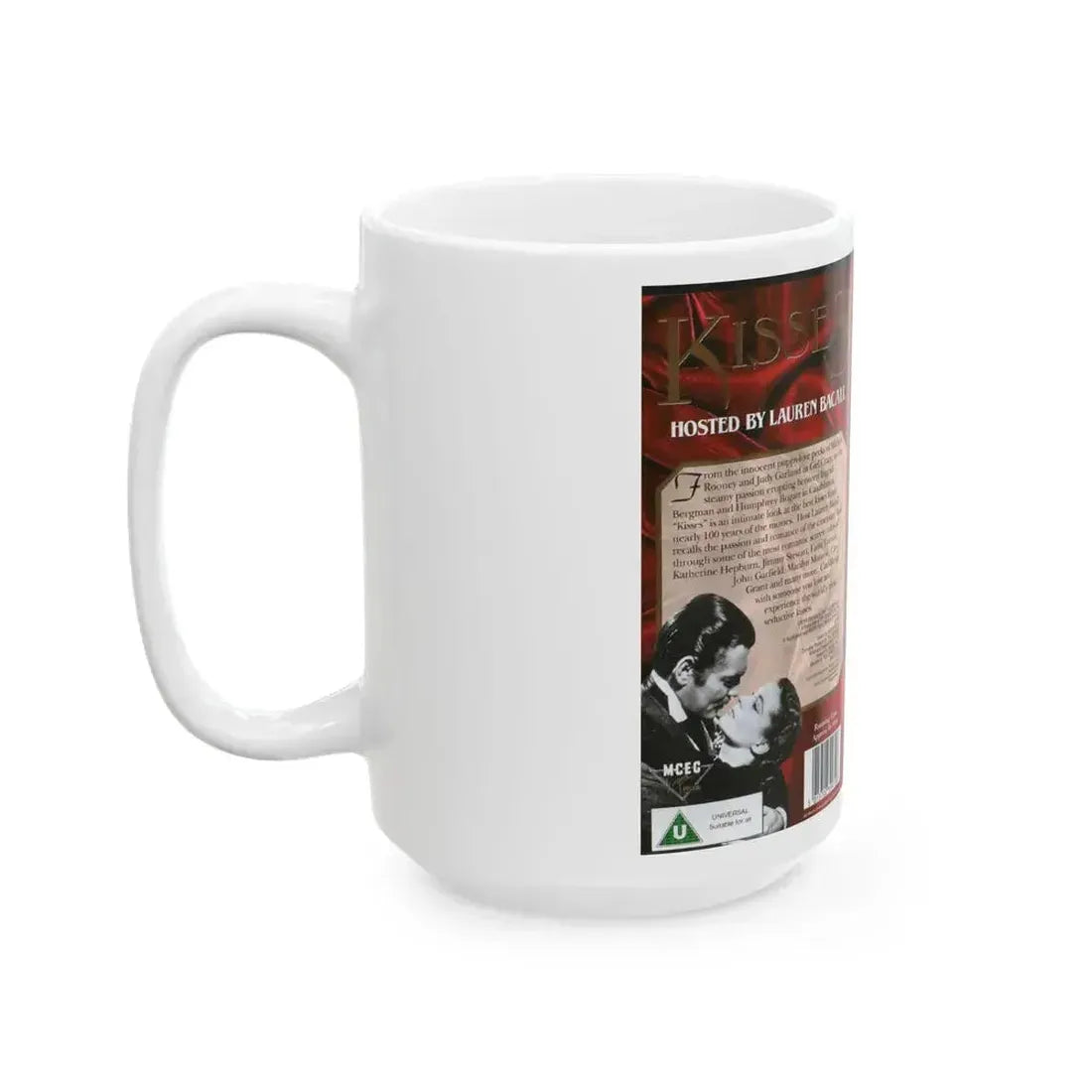 100 YEARS OF THE MOVIES MOST PASSIONATE KISSES HOSTED BY LAUREN BACALL (VHS COVER) - White Coffee Mug - Go Mug Yourself