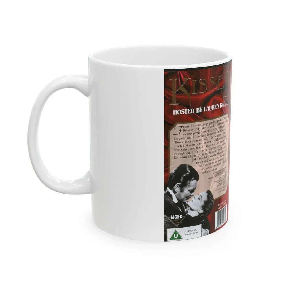 100 YEARS OF THE MOVIES MOST PASSIONATE KISSES HOSTED BY LAUREN BACALL (VHS COVER) - White Coffee Mug-Go Mug Yourself