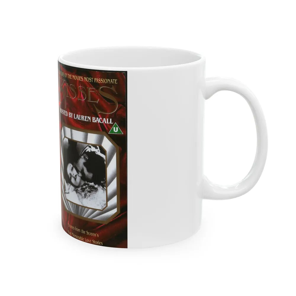 100 YEARS OF THE MOVIES MOST PASSIONATE KISSES HOSTED BY LAUREN BACALL (VHS COVER) - White Coffee Mug-Go Mug Yourself