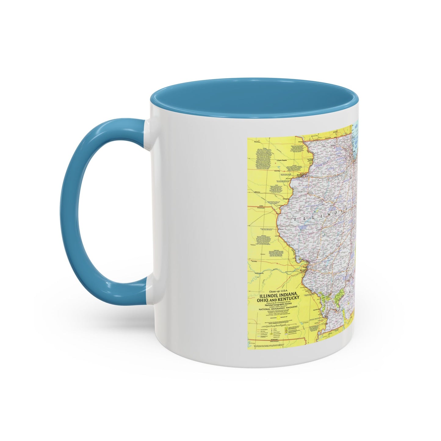 USA - Illinois, Indiana, Ohio, Kentucky 1 (1977) (Map) Accent Coffee Mug