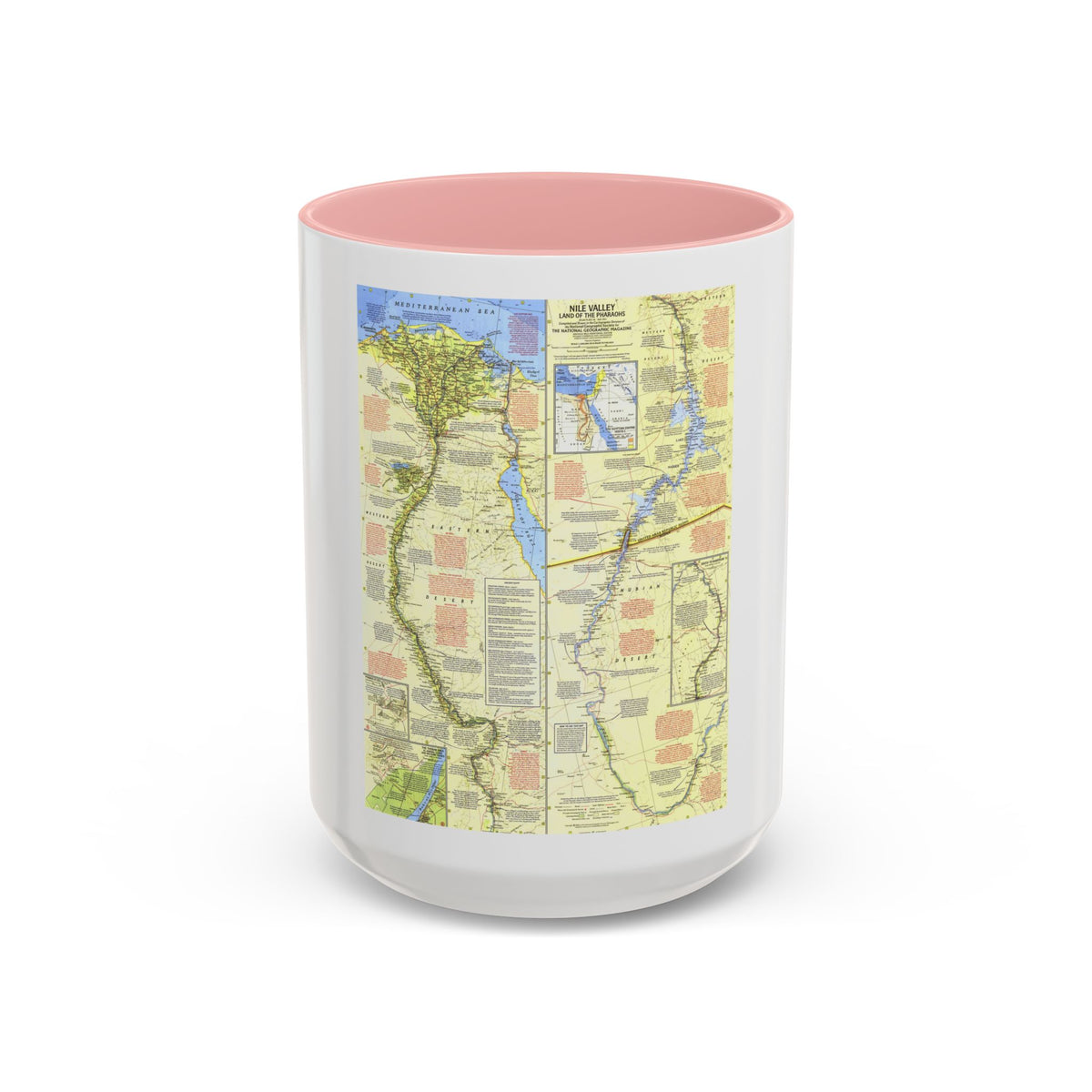 Egypt - Nile Valley, Land of the Pharaohs (1965) (Map) Accent Coffee Mug
