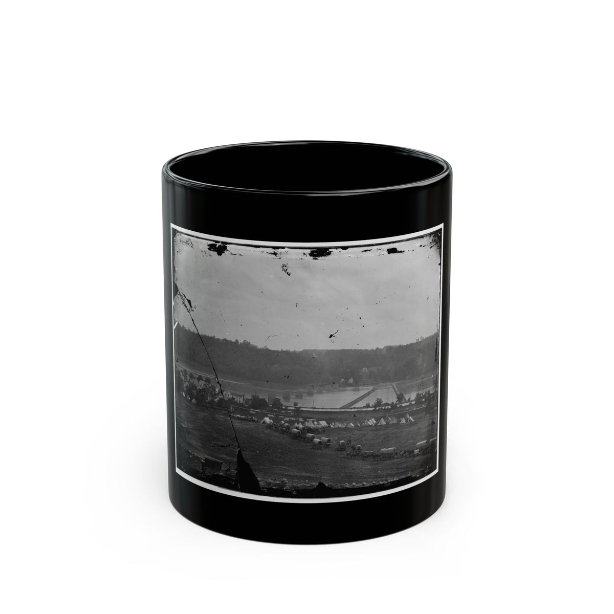 Berlin (Now Brunswick), Md. Pontoon Bridge And Ruins Of The Stone Bridge (U.S. Civil War) Black Coffee Mug