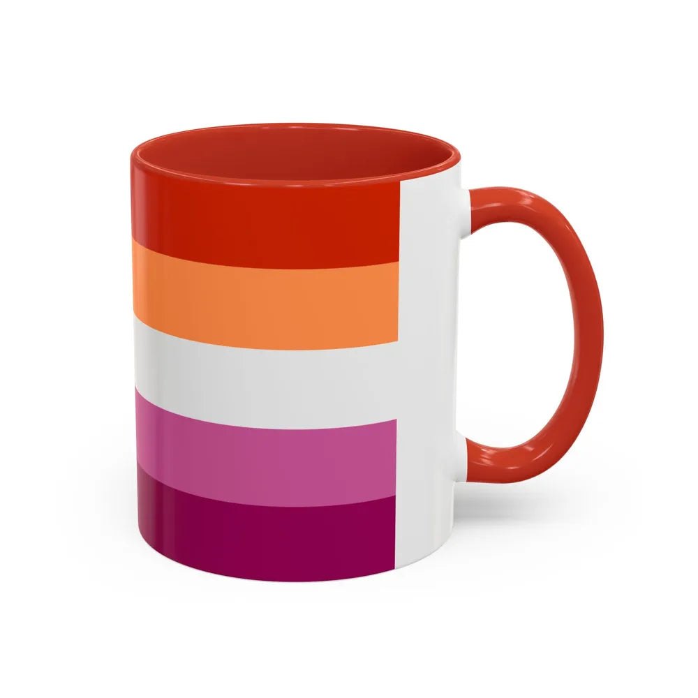 Lesbian 3 Pride Flag - Accent Coffee Mug-Go Mug Yourself