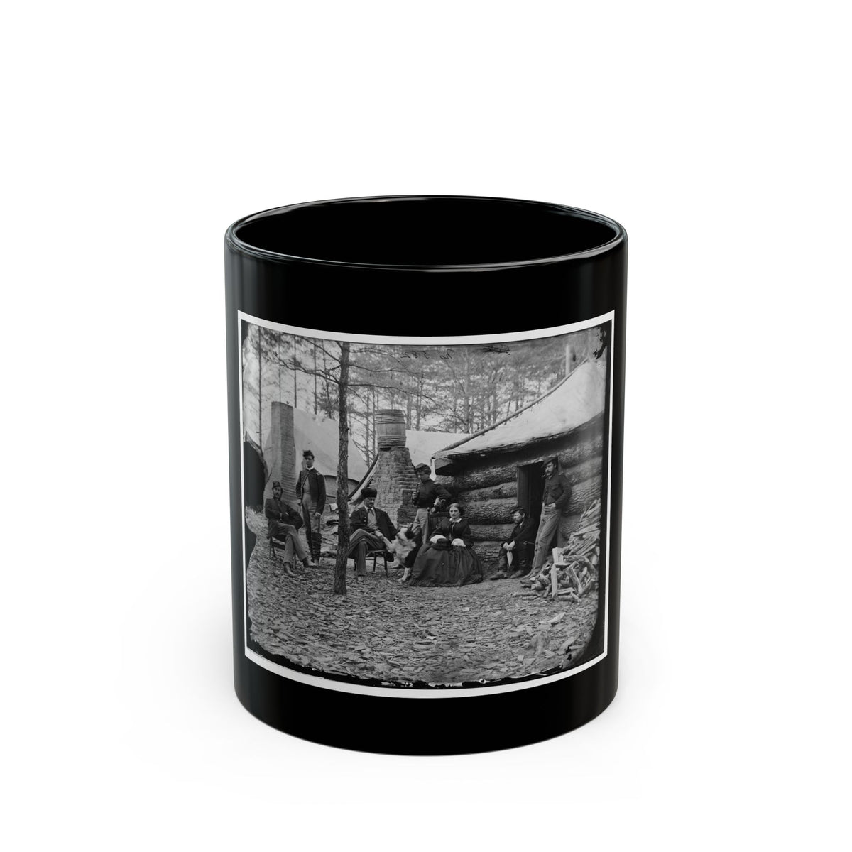 Brandy Station, Va. Officers And A Lady At Headquarters Of 1st Brigade, Horse Artillery (U.S. Civil War) Black Coffee Mug