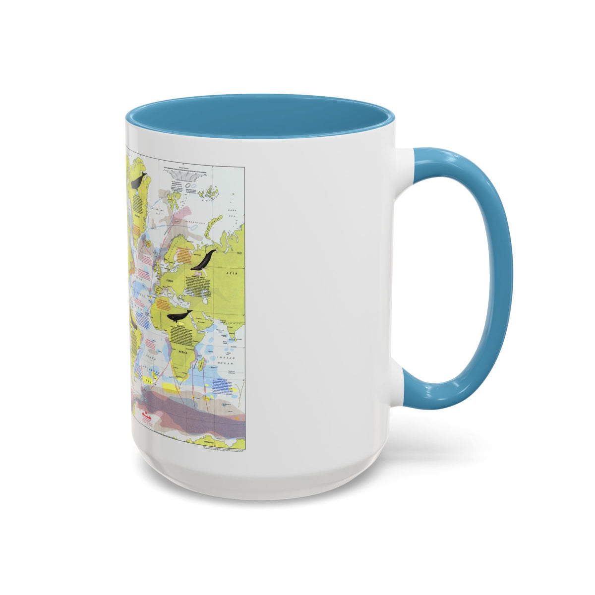 Great Whales, Migration and Range (1976) (Map) Accent Coffee Mug