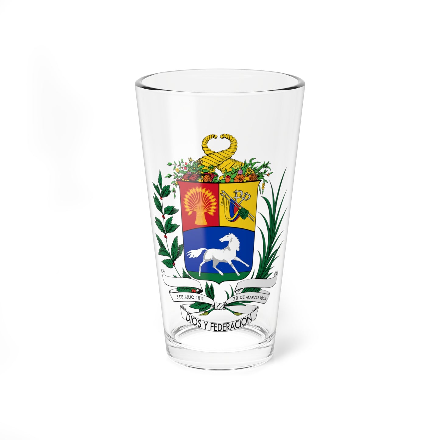 Coat of arms of Venezuela 1864-1871 (United States) (Coat of Arms) Pint Glass 16oz