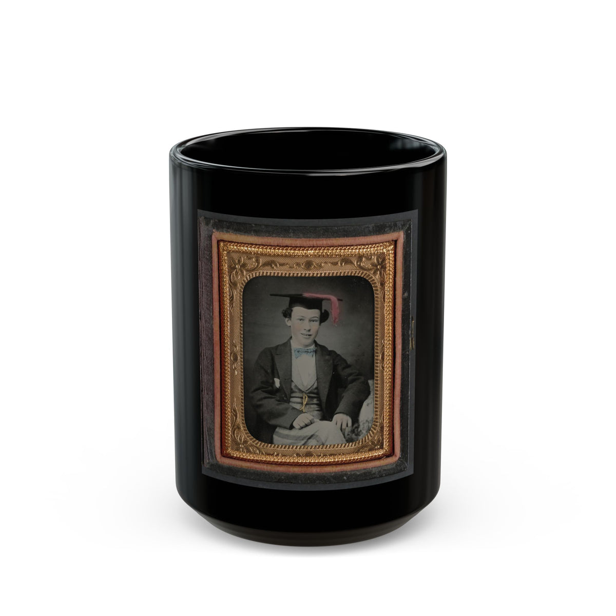 Unidentified Graduating Cadet In Military Trousers And Mortarboard (U.S. Civil War) Black Coffee Mug