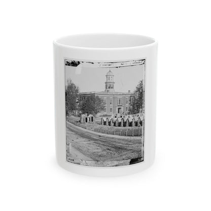 Atlanta, Ga. City Hall; Camp Of 2d Massachusetts Infantry On The Grounds (U.S. Civil War) White Coffee Mug