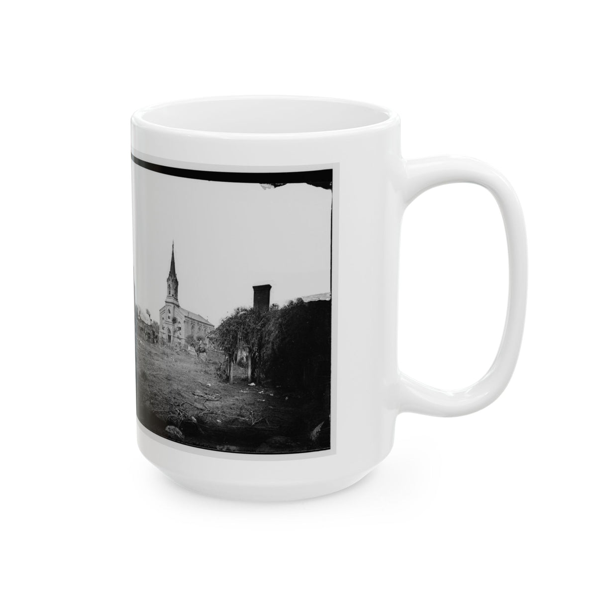 Baptist Church, Fredericksburg, Virginia, From The Backyard Of The Sanitary Commission Depot (U.S. Civil War) White Coffee Mug
