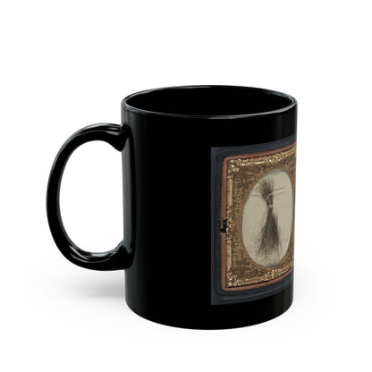 Unidentified Soldier In Confederate Artillery First Lieutenant's Uniform Holding Sword, With Lock Of Hair In Case (U.S. Civil War) Black Coffee Mug