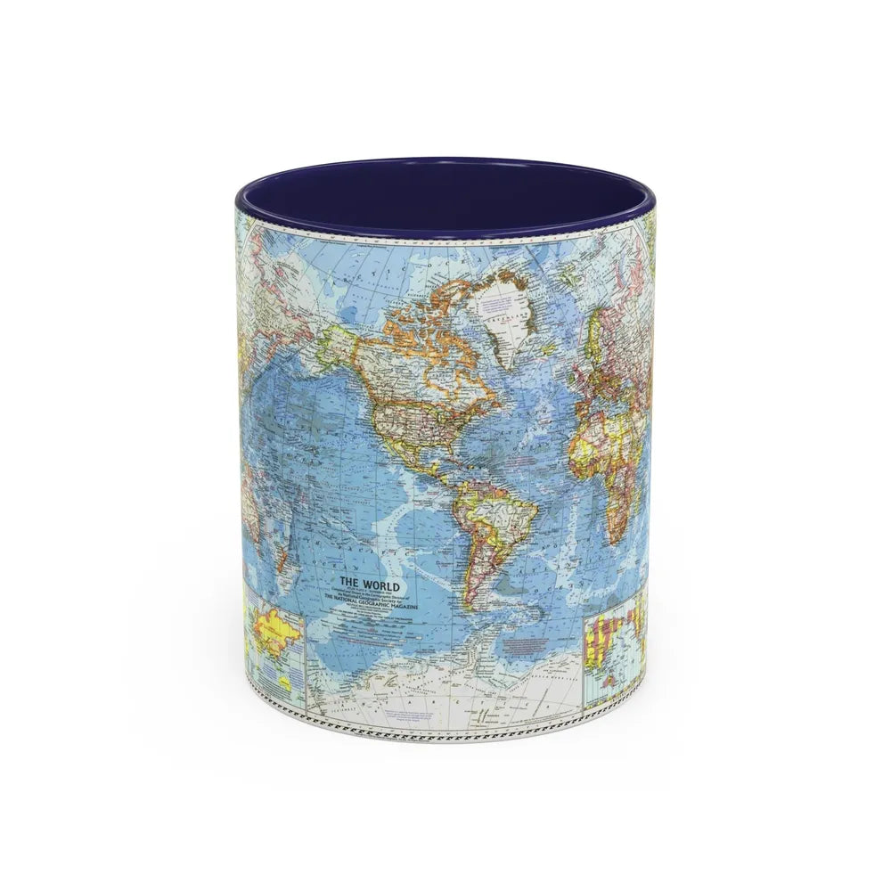 World Map (1960) (Map) Accent Coffee Mug-11oz-Navy-Go Mug Yourself