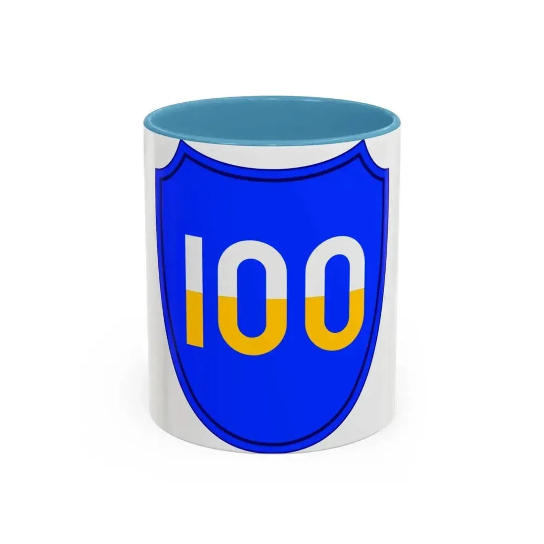 100th Infantry Division SSI (U.S. Army) Accent Coffee Mug 11oz Light Blue - Go Mug Yourself