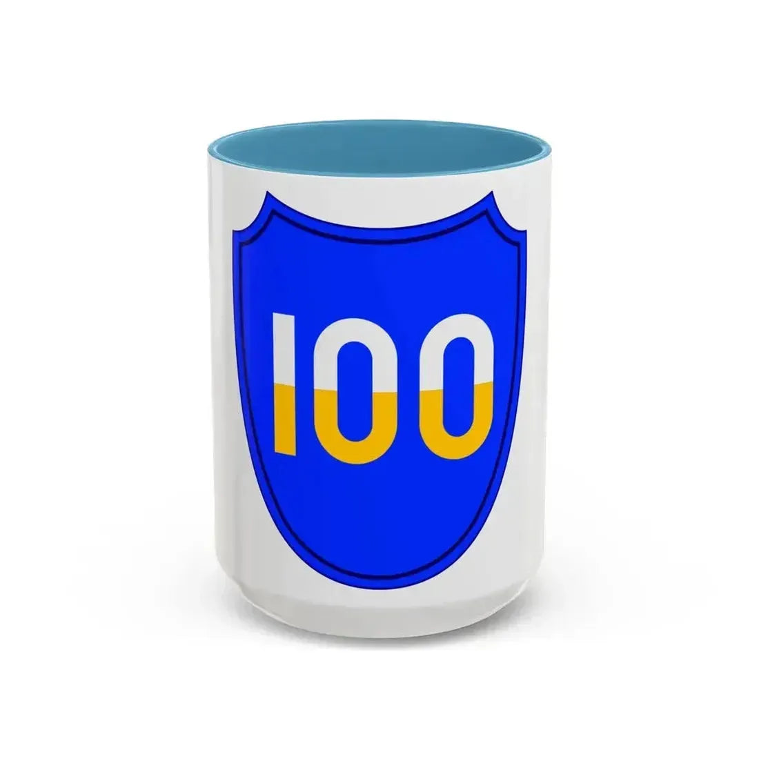 100th Infantry Division SSI (U.S. Army) Accent Coffee Mug 15oz Light Blue - Go Mug Yourself