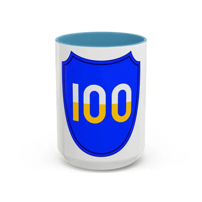 100th Infantry Division SSI (U.S. Army) Accent Coffee Mug 15oz Light Blue - Go Mug Yourself