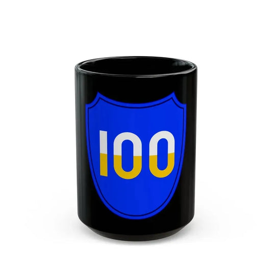 100th Infantry Division SSI (U.S. Army) Black Coffee Mug 15oz - Go Mug Yourself