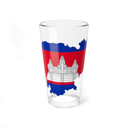 Flag map of Cambodia (Cambodia) Pint Glass 16oz