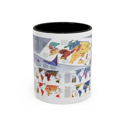 World Map - Population (1998) (Map) Accent Coffee Mug