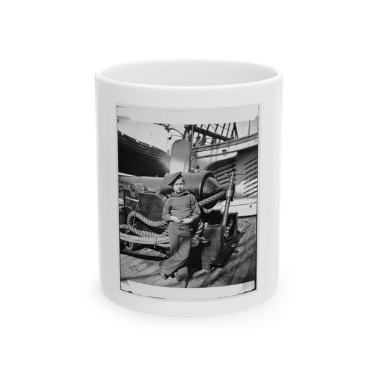Powder Monkey By Gun Of U.S.S. New Hampshire Off Charleston, S.C. (U.S. Civil War) White Coffee Mug