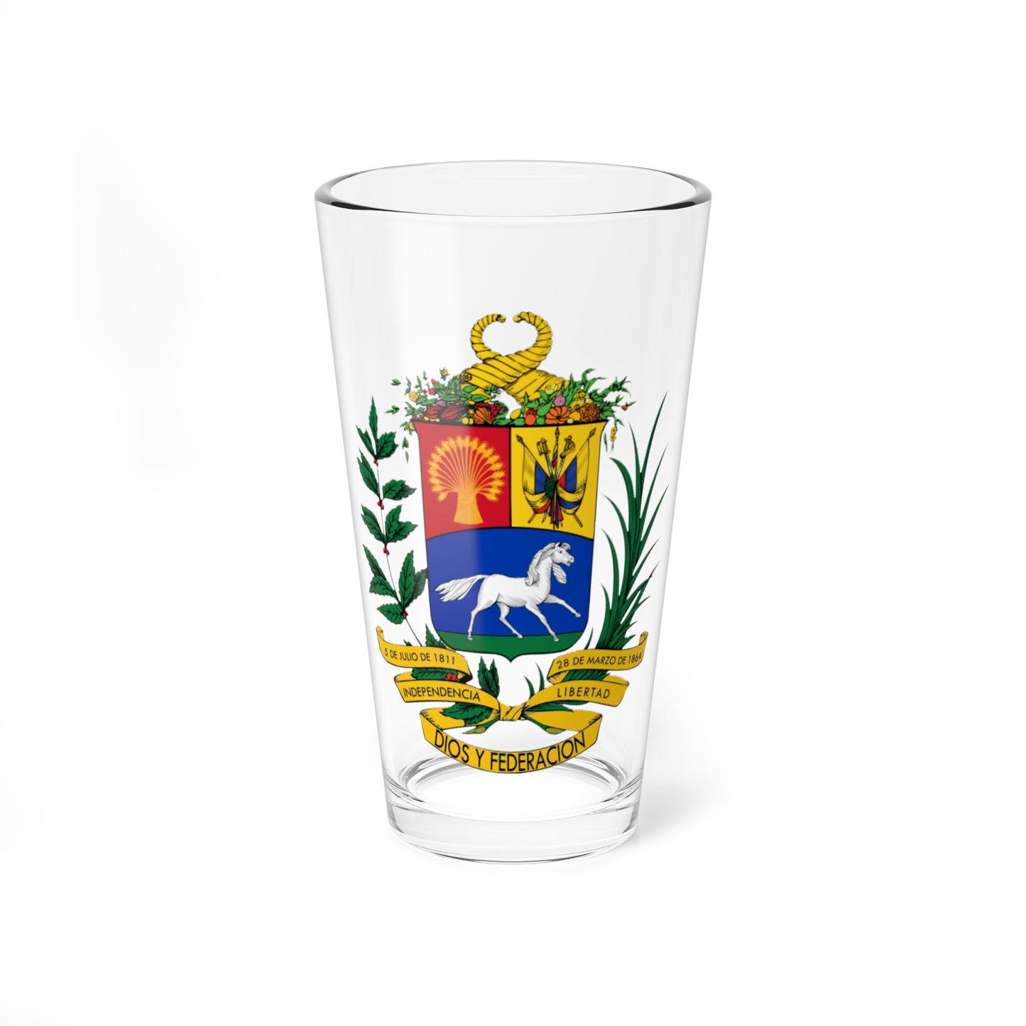 Escudo de Venezuela 1864-1871 (United States) (Coat of Arms) Pint Glass 16oz