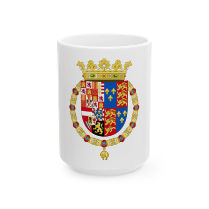 Coat of Arms of Philip II of Spain, English King Consort-Spanish Variant (1556-1558) - White Coffee Mug