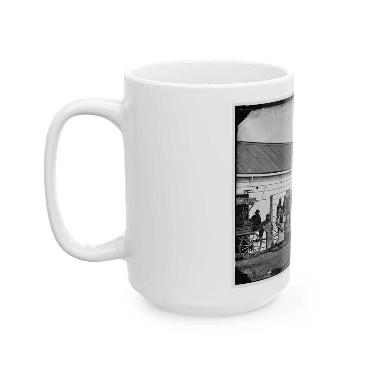 Washington, D.C. Workmen In Front Of The Ambulance Shop (U.S. Civil War) White Coffee Mug