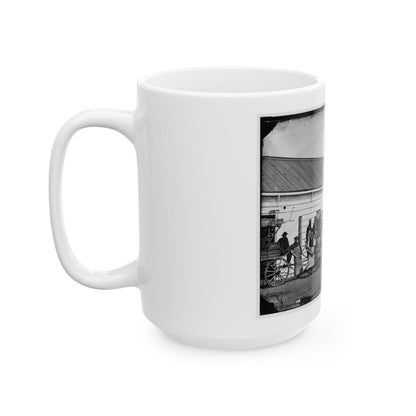 Washington, D.C. Workmen In Front Of The Ambulance Shop (U.S. Civil War) White Coffee Mug