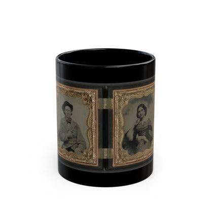 Unidentified Soldier In Confederate Uniform And Unidentified Woman (U.S. Civil War) Black Coffee Mug