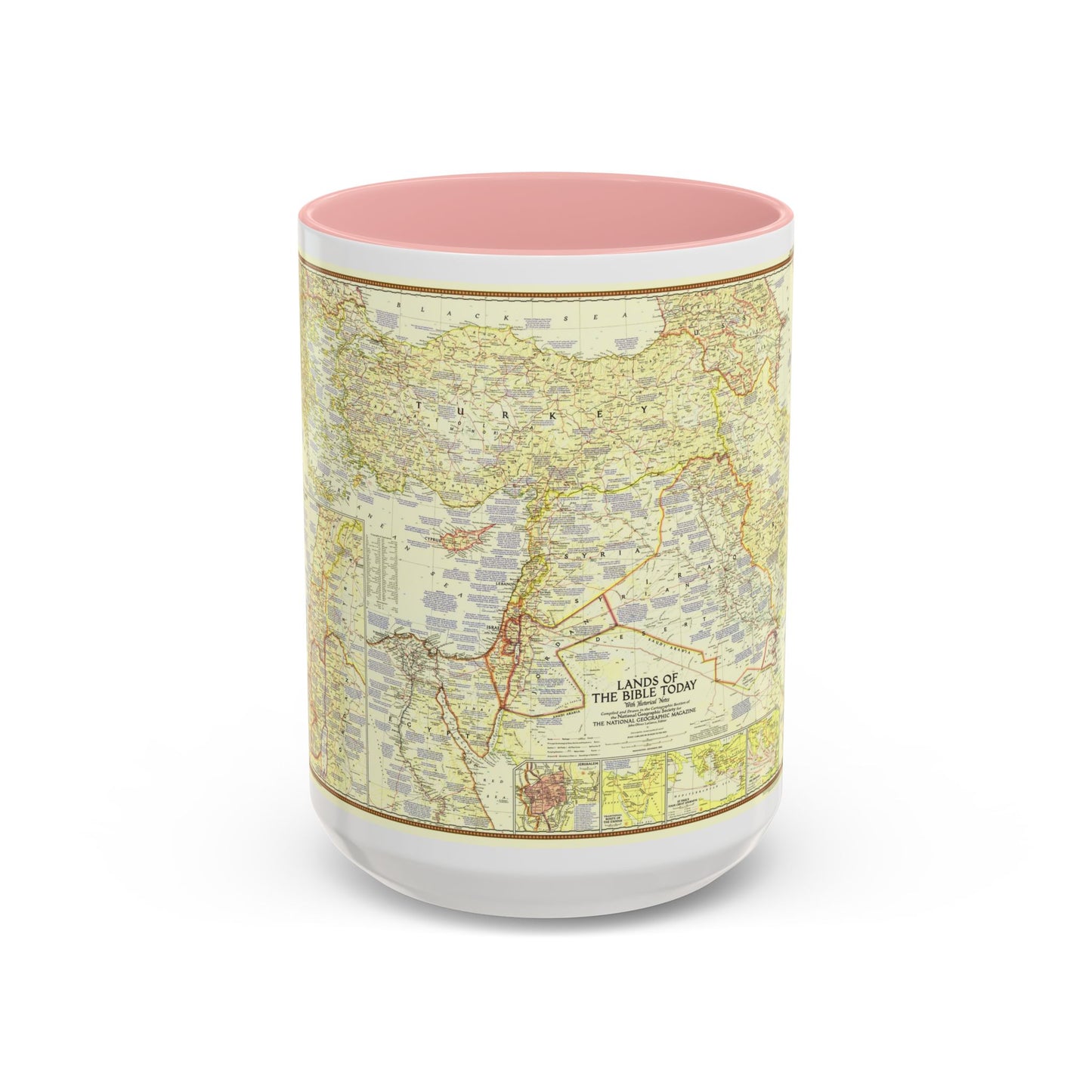 Middle East - Lands of the Bible Today (1956) (Map) Accent Coffee Mug