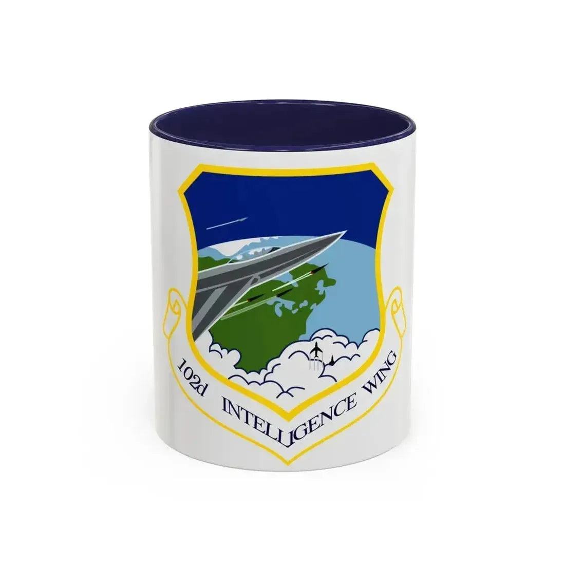 1014px 102nd Intelligence Wing emblem (U.S. Air Force) Accent Coffee Mug 11oz Navy - Go Mug Yourself