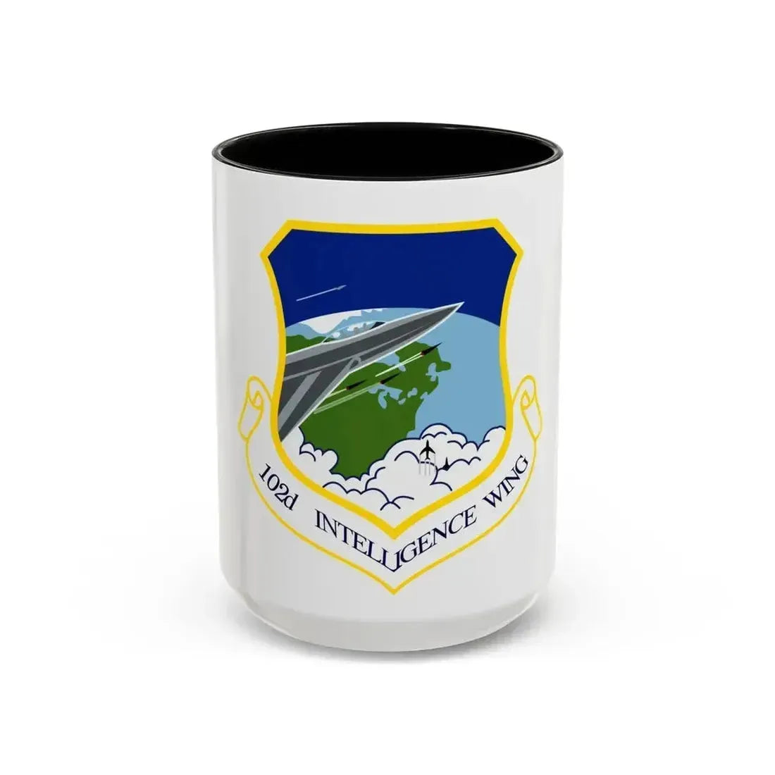 1014px 102nd Intelligence Wing emblem (U.S. Air Force) Accent Coffee Mug 15oz Black - Go Mug Yourself