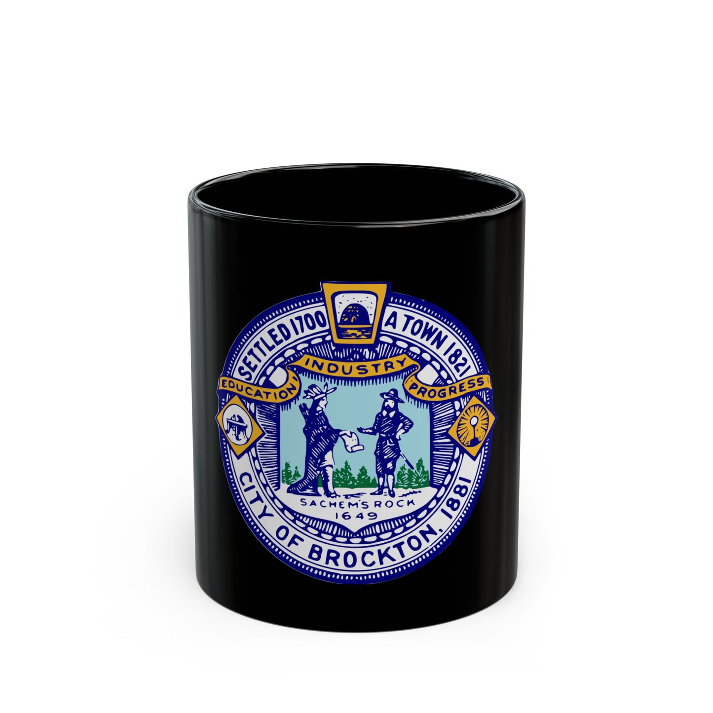 Seal of Brockton Massachusetts - Black Coffee Mug