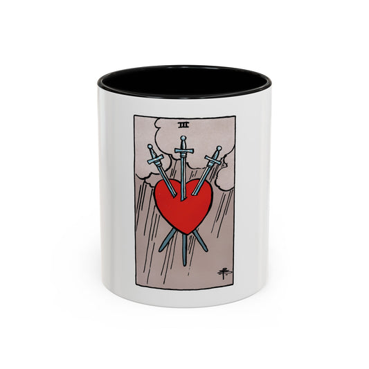 The 3 of Swords (Tarot Card) Accent Coffee Mug