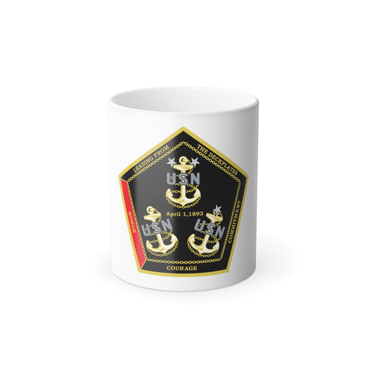 CPO Coin Octagon with 3 chiefs anchors (U.S. Navy) Color Changing Mug 11oz