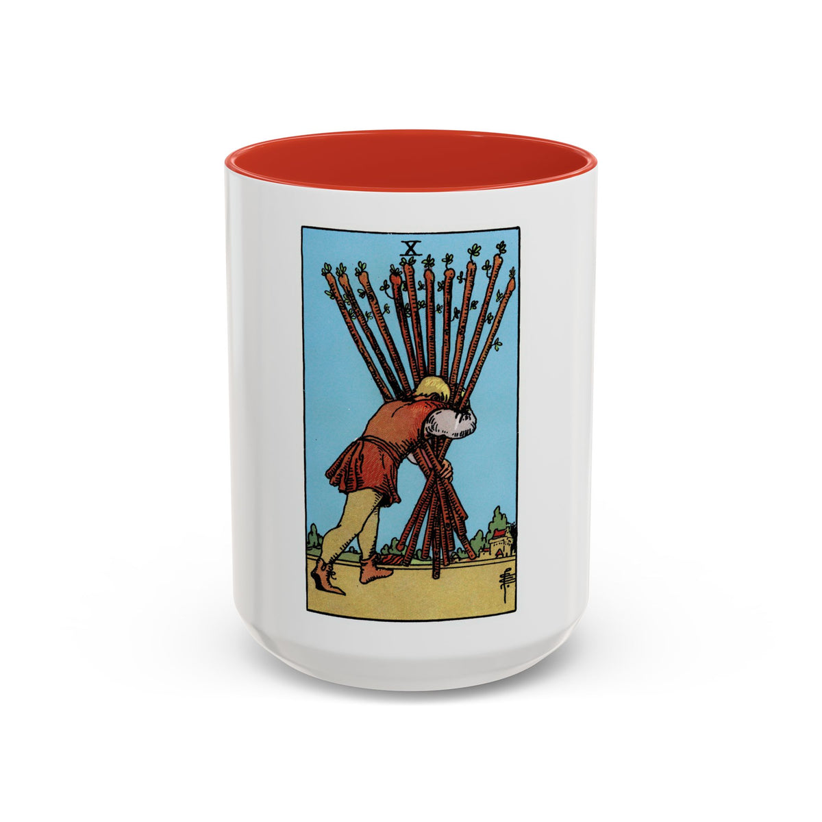 The 10 of Wands (Tarot Card) Accent Coffee Mug
