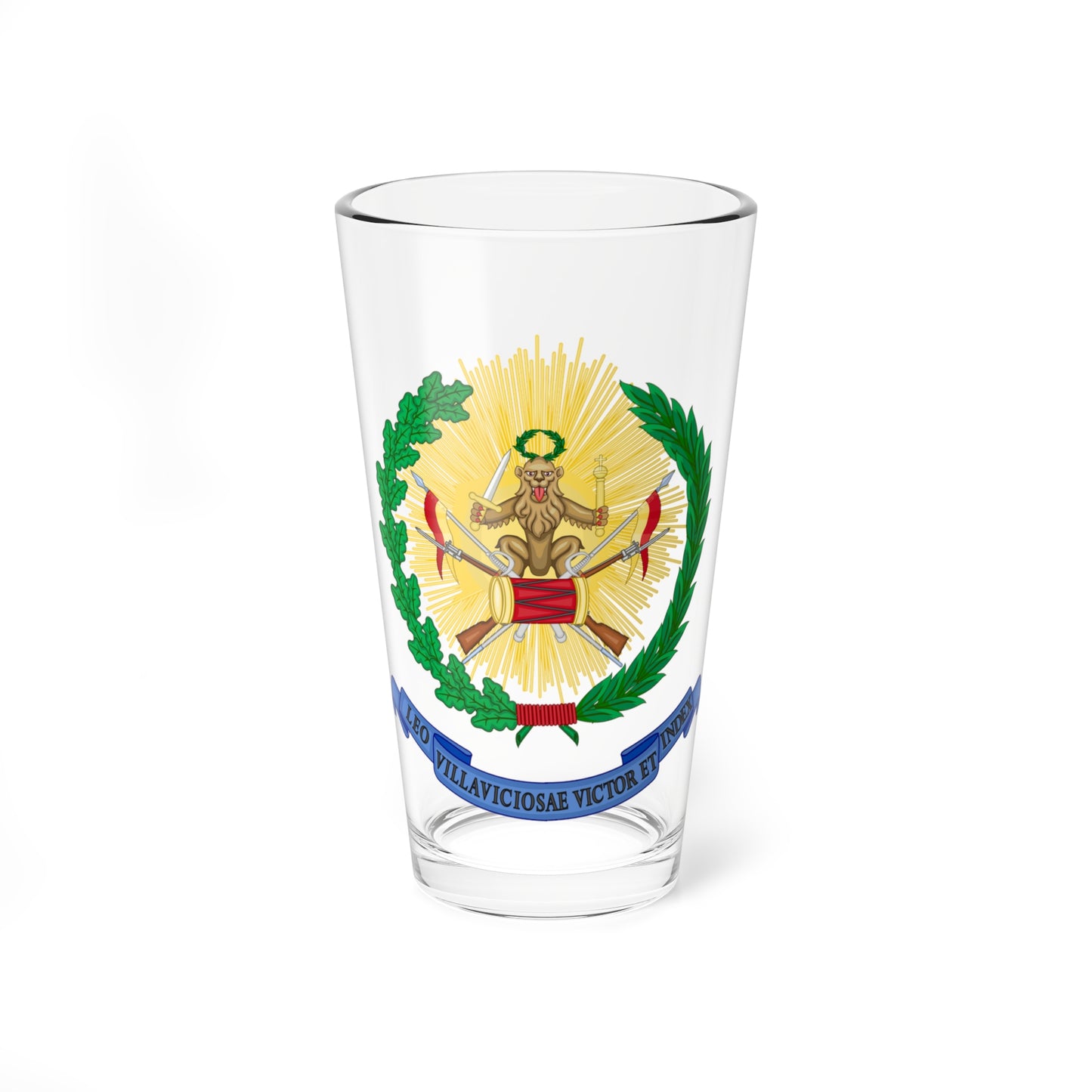 Emblem of the Cavalry Regiment Villaviciosa (Spain) (Coat of Arms) Pint Glass 16oz