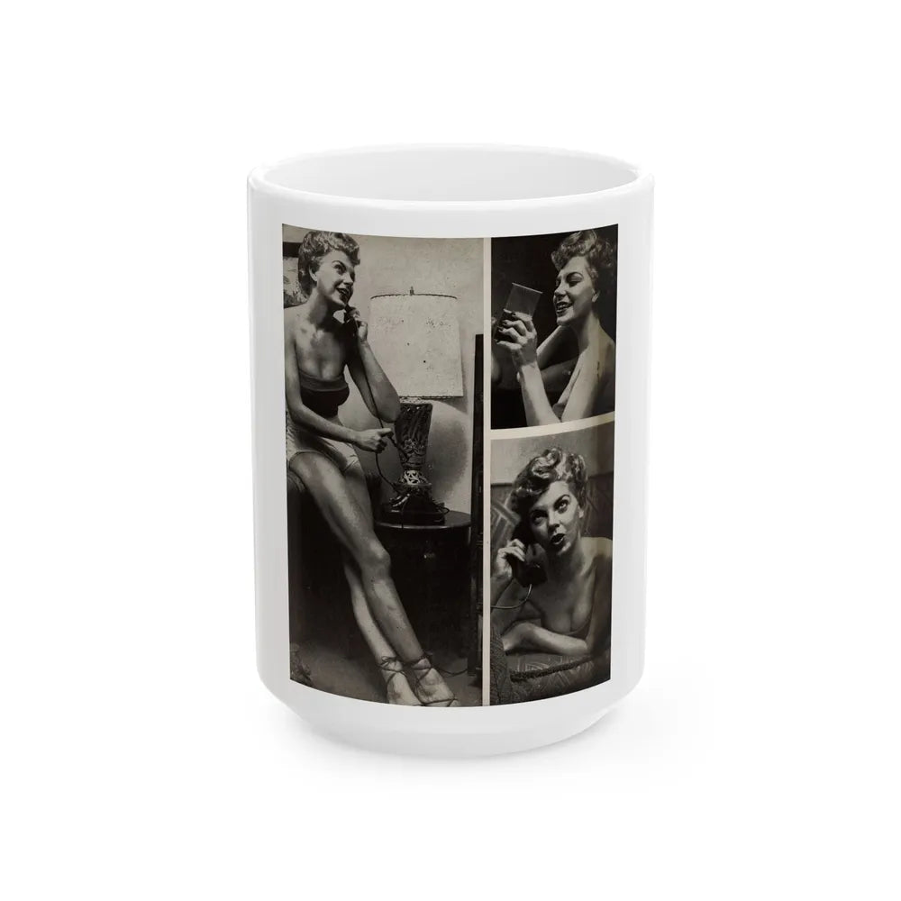 Barbara Nichols #325 - Page 3 of 7 with, 3 B&W Photos from American Beauties Mag. Fall '53 (Vintage Female Icon) White Coffee Mug-15oz-Go Mug Yourself