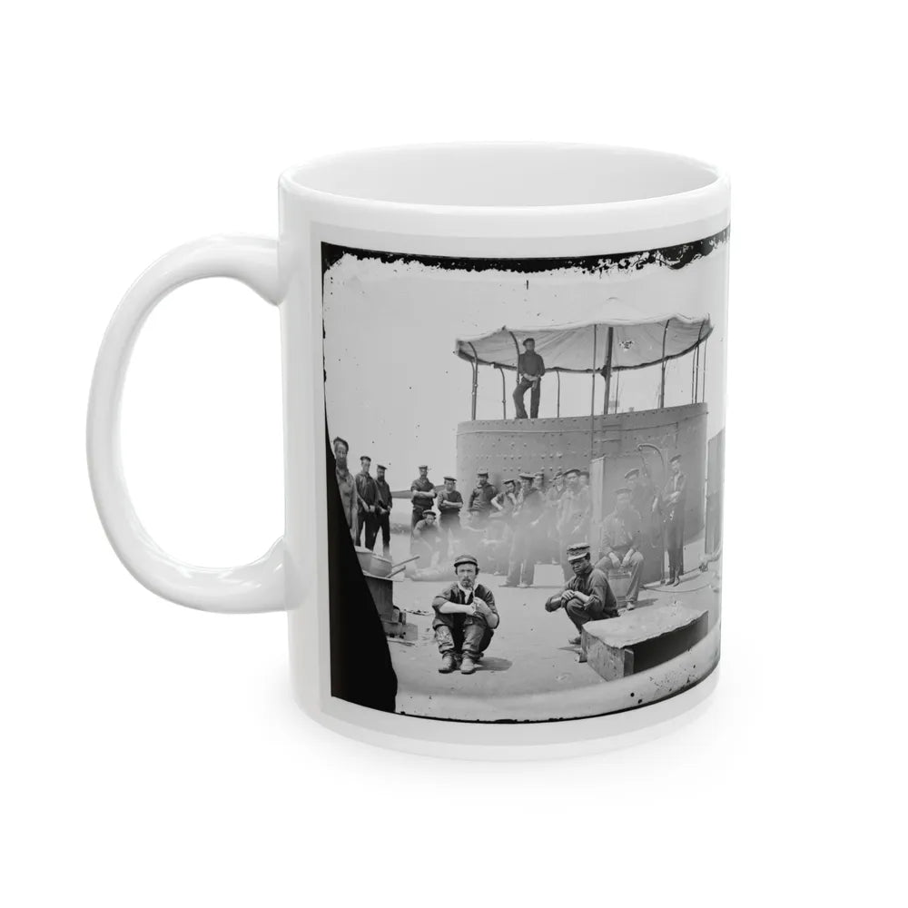 James River, Va. Sailors On Deck Of U.S.S. Monitor; Cookstove At Left (U.S. Civil War) White Coffee Mug-Go Mug Yourself