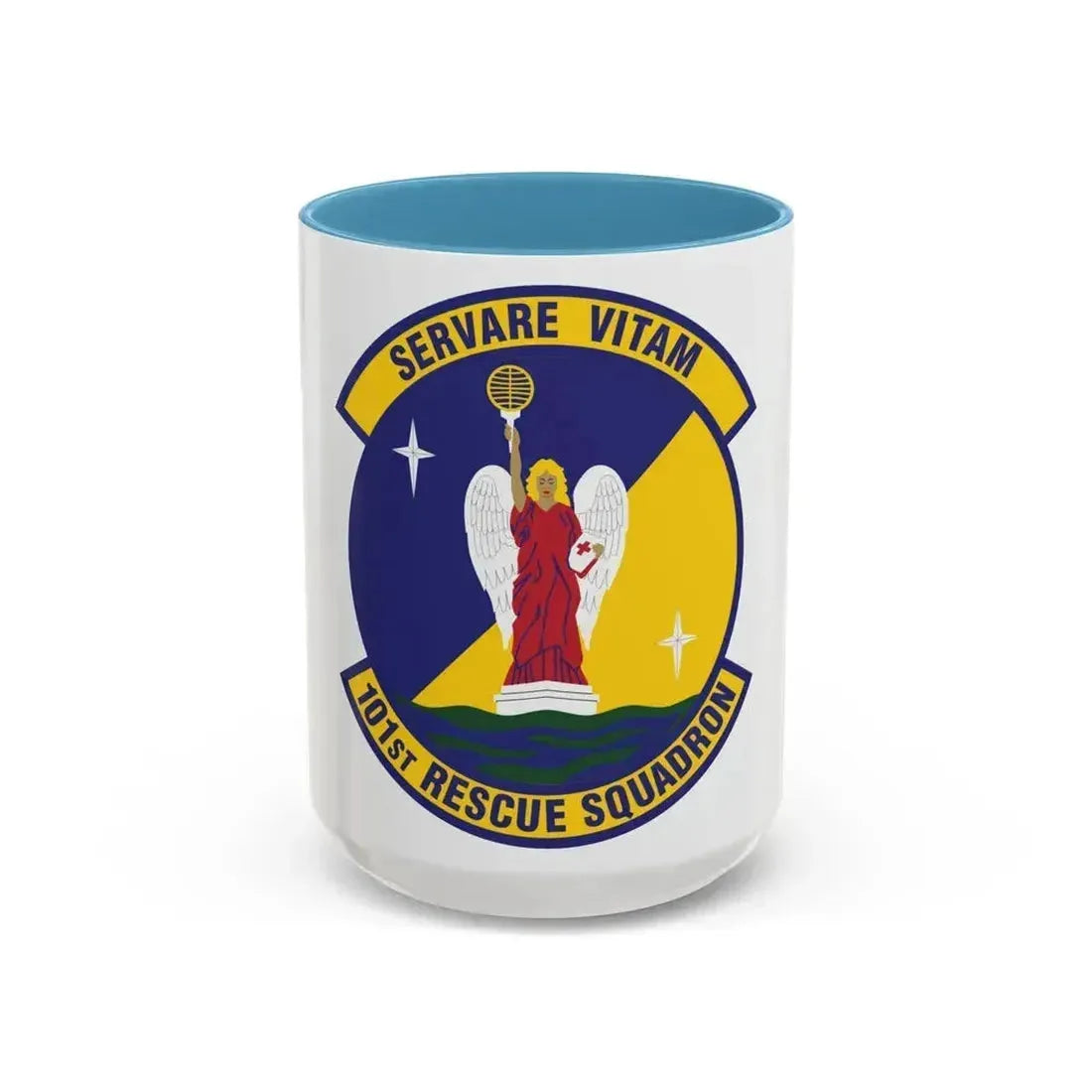 101st Rescue Squadron (U.S. Air Force) Accent Coffee Mug 15oz Light Blue - Go Mug Yourself