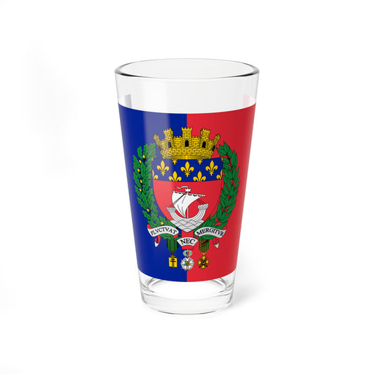 Flag of Paris with coat of arms (France) Pint Glass 16oz