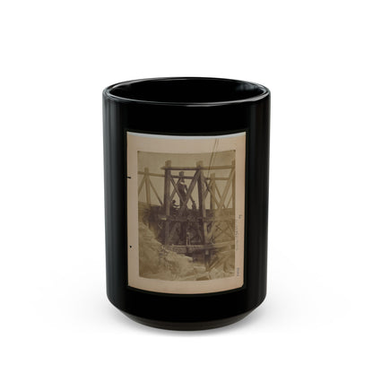 Military Railroad Operations In Northern Virginia  Two Men Boring Holes In Bridge Trestles And Man With Haupt's Torpedo (U.S. Civil War) Black Coffee Mug
