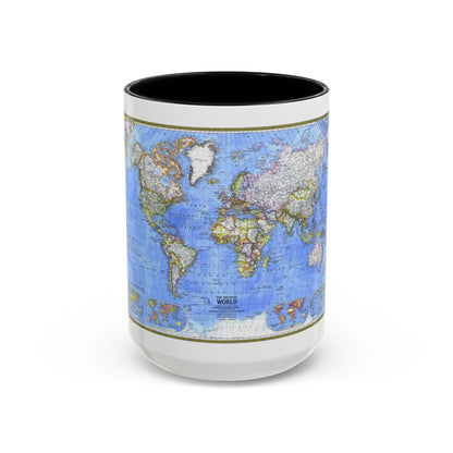 World Map - The Political World (1975) (Map) Accent Coffee Mug
