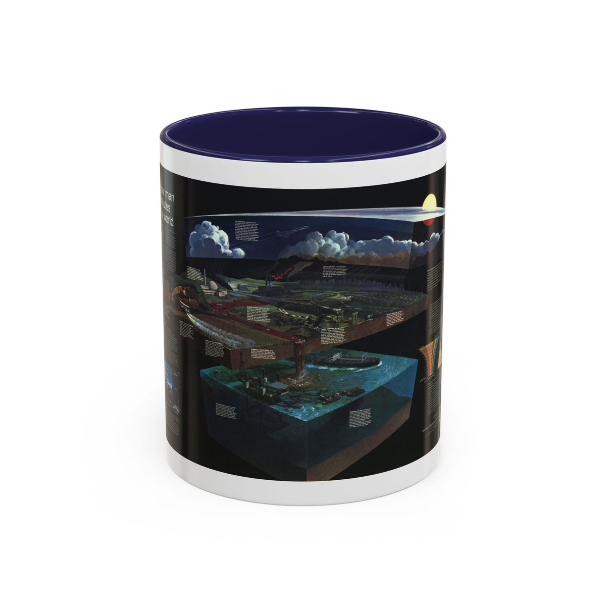 How Man Pollutes His World (1970) (Map) Accent Coffee Mug